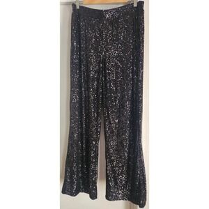 Cable & Gauge Pants M Party Black Polyester Blend Sequined Disco